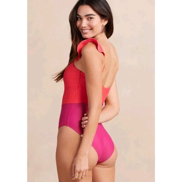 Summersalt Ruffle Oasis One-Piece Swimsuit Women’s 16 Summer Berry Spritz - Picture 3 of 8